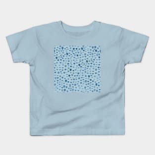 Prussian Blue Handmade Brush Strokes Kids T-Shirt